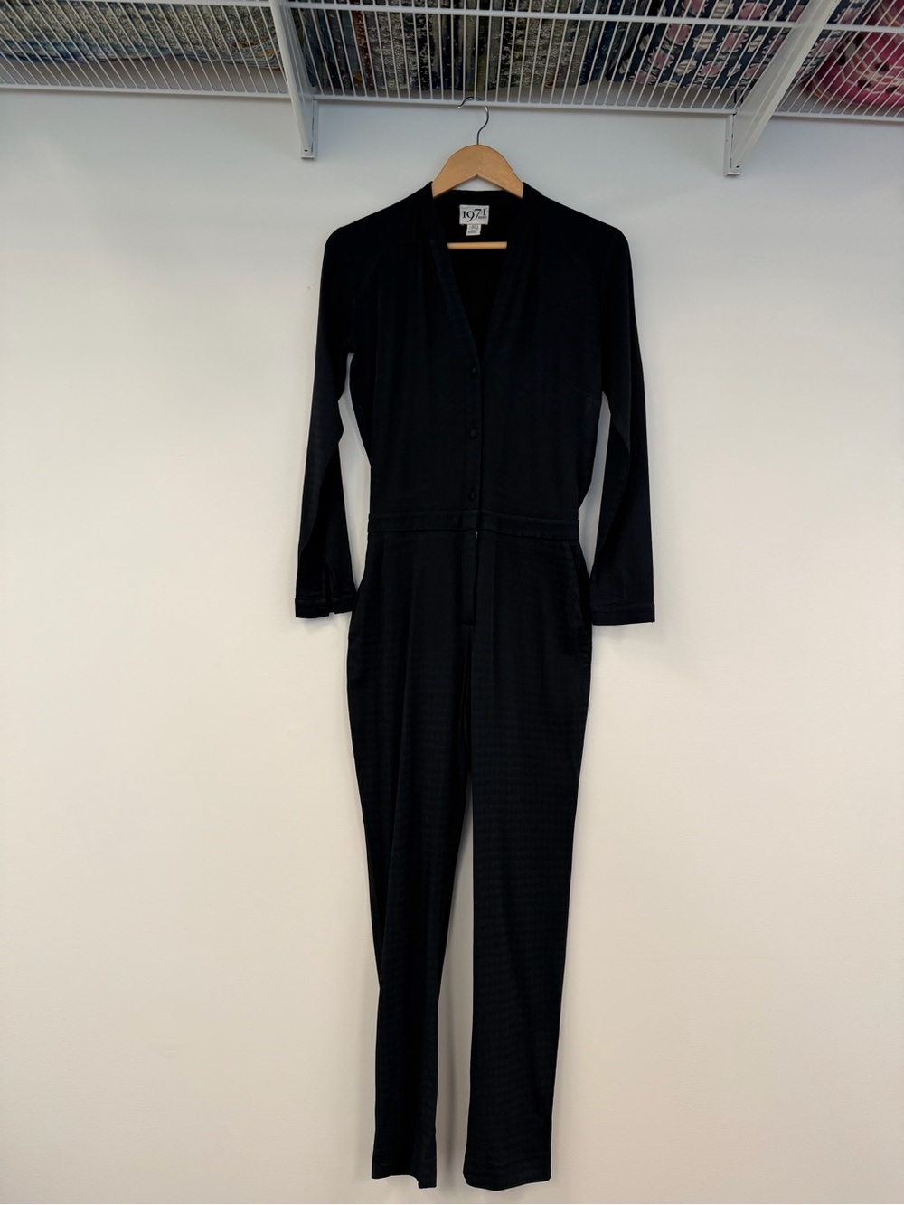 Reiss Black Long-Sleeve Belted Jumpsuit
